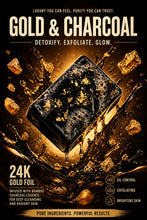 Load image into Gallery viewer, 24k Gold Charcoal, Bamboo and Black Soap face and body Soap